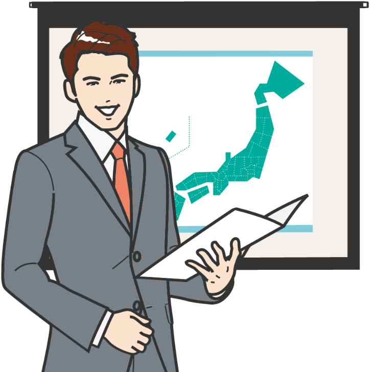 説明する男性のイラスト