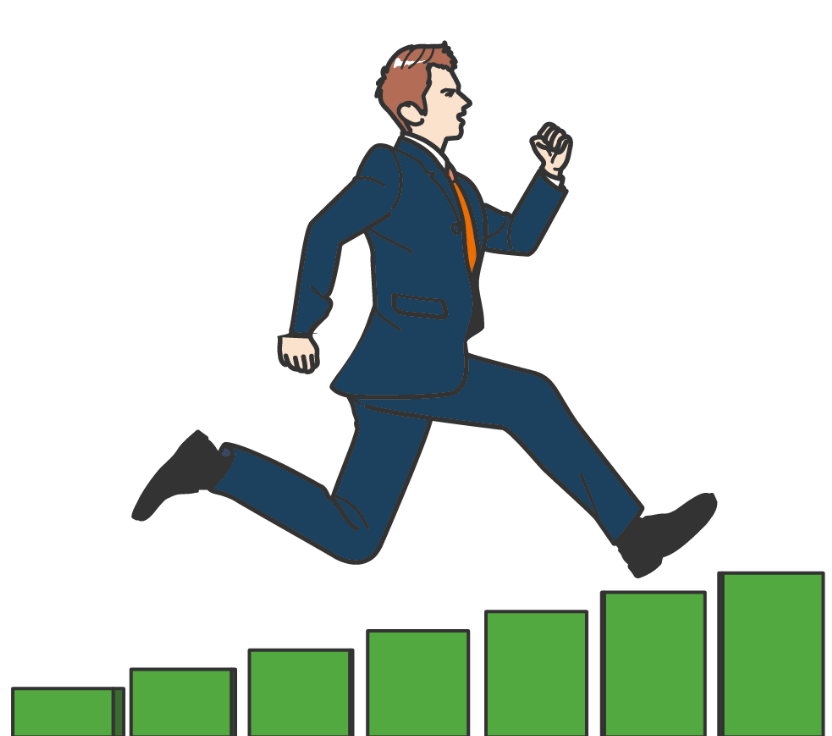キャリアアップする男性のイラスト