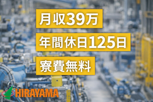設備保全／2交代／エンジン工場／月収39万／研修有・未経験可